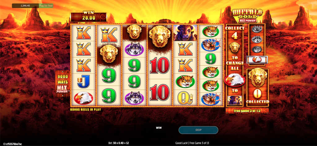 Buffalo Gold Max Power slot machine free games gold heads collected